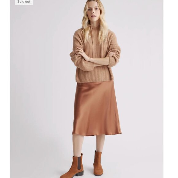 Quince 100% Washable Silk Skirt in copper brown - Picture 3 of 6